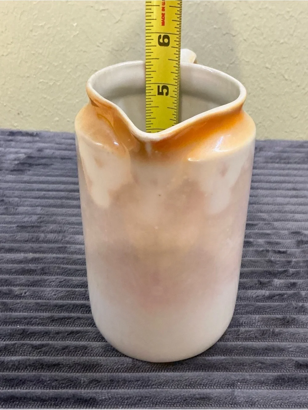 Antique German Vessra Art Deco Porcelain Pitcher Peach Lustre Drip Glaze 1920s